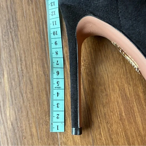 Aquazzura Boots Women 38.5 US 8 Matignon Black Suede Leather Stiletto Heel Booti